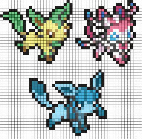 Eeveelutions Pixel Art Grid, Eeveelutions Perler, Pokemon Sprites Pixel Art, Minecraft Perler Bead Patterns, Pokemon Pixel Art, Pokemon Perler, Pokemon Cross Stitch, Modele Pixel Art, Pokemon Bead