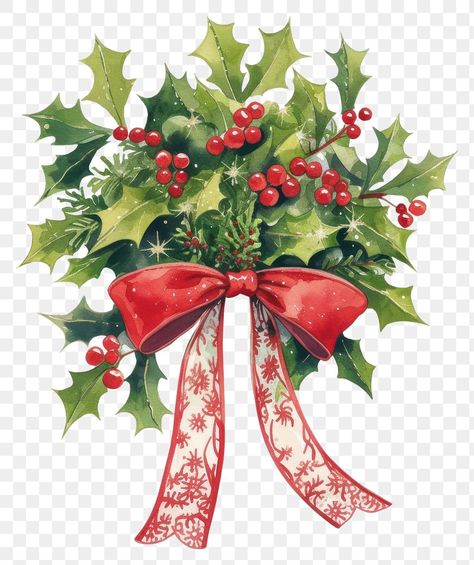 Christmas Mistletoe Aesthetic, Mistletoe Aesthetic, Mistletoe Bouquet, Aesthetic Pngs, Red Bow Christmas, Bouquet Illustration, Driving Home For Christmas, Christmas Mistletoe, Mistletoe Christmas