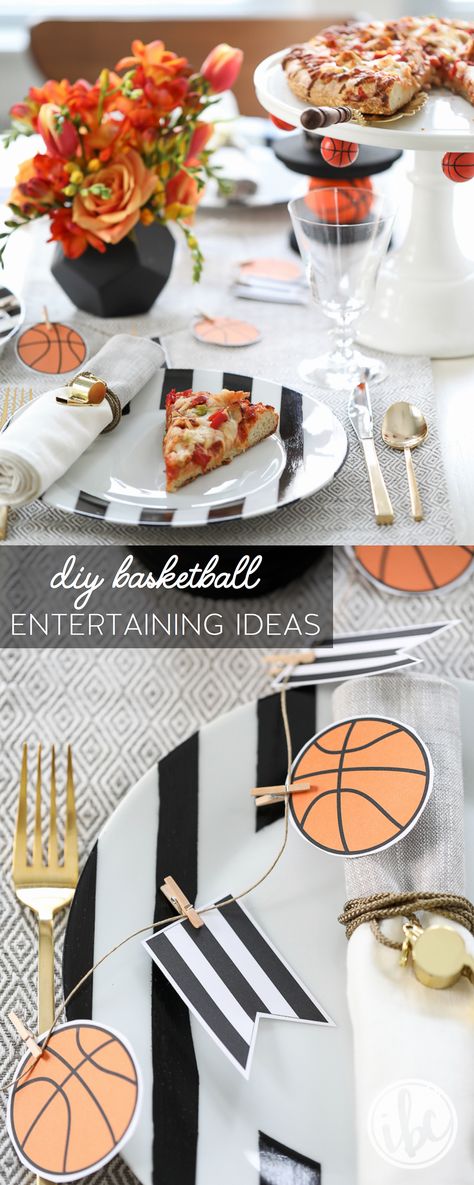 Ideas for hosting a basketball party - march madness - basketball entertaining decor Party Outdoor Ideas, March Madness Appetizers, Diy Football Party, Outdoor Bbq Party, March Madness Parties, Ball Birthday Party, March Madness Basketball, Diy Basketball, Basketball Birthday Parties