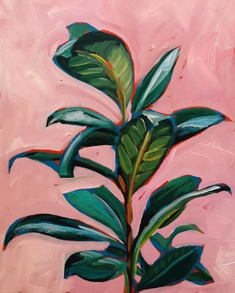 Sari Shryack, Not Sorry Art, Austin Art, Contemporary Art Painting, Plant Painting, Not Sorry, Plant Art, Painting Art Projects, Green And Pink