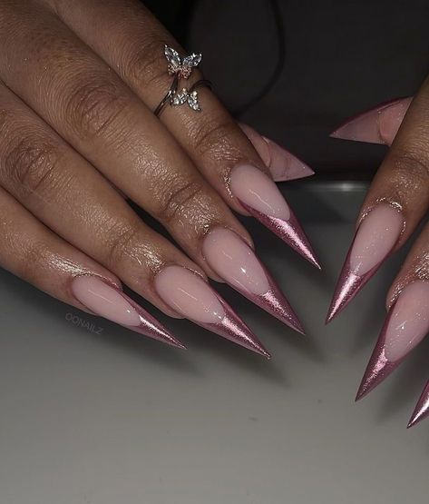 Chrome French Manicure, Chrome Frenchies, Chrome French, Let's Talk About, To The Future, Stiletto Nails, French Manicure, Let's Talk, Double Tap