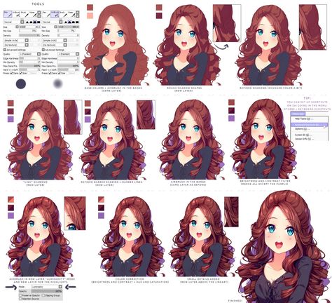 Hyanna Natsu, Twitter Art, Pelo Anime, Tutorial Drawing, Drawing Hair Tutorial, Coloring Images, Anime Tutorial, How To Shade, Coloring Tutorial