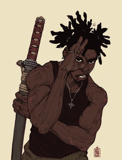 Black Manga, Anime Samurai, Black Power Art, Black Anime Guy, Drawing Procreate, Graffiti Style Art, Comic Style Art, Black Cartoon Characters, Swag Cartoon