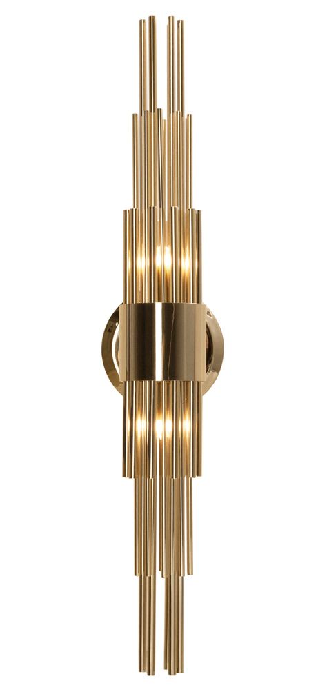 The Streamline Wall Sconce features long gold plated brass tubes that give the design a whole exclusive and deluxe look, setting another level by its distinctive appearance. This recipe of rich materials and sleek lines inspired by art-deco architecture make the Streamline suspension desirable. Finished in Gold, Nickel, Oxidized or Brushed Gold. CE listed. Luxury Wall Sconces, Bathroom Recessed Lighting, Luxury Wall Lights, Lampe Art Deco, Art Deco Bedroom, Art Deco Bathroom, Art Deco Interior Design, Wall Lights Bedroom, Art Deco Lighting