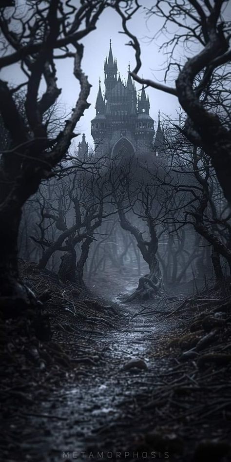 Horror Aesthetics, Sketching References, Vampire Castle, Spooky Castles, Vampire Aesthetic, Dark Castle, Gothic Castle, Dark Landscape, Haunted Forest