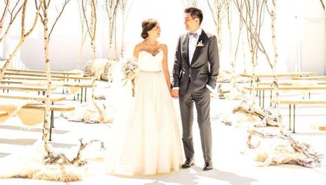 When it comes to planning a wedding, winter is probably the last season in your mind. Spring and fall — with their gorgeous scenery and cool, crisp weather — seem more desirable. But there is somet... Antler Chandeliers, Non Floral Centerpieces, Winter Ceremony, Fall Runway, August Wedding, Day Photography, Gorgeous Scenery, Ceremony Decor, Birch Trees