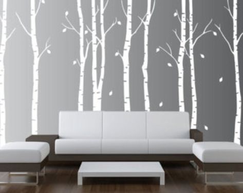 Abstract Oil Painting Flowers Branch Wallpaper Wall Mural | Etsy Birch Tree Nursery, Forest Decal, Birch Tree Wall, Birch Tree Wall Decal, Nursery Stickers, Tree Mural, Tree Stencil, Kids Room Wall Decals, Tree Decals