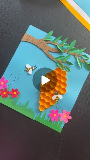 How To Make A Beehive Crafts, Beehive Craft, Paper Creativity, Bee Hive Craft, Honeycomb Paper, Collage Ideas, Bee Crafts, Collage Artwork, Crafts Paper