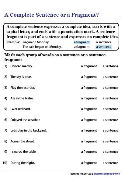 A Sentence or a Fragment? Fragment Sentences, Direct And Indirect Objects, Sentence Correction Worksheets, Sentence Unscramble, Sentence Worksheet, Writing Sentences Worksheets, Sentences Worksheet, Grammar Sentences, Sentence Fragments