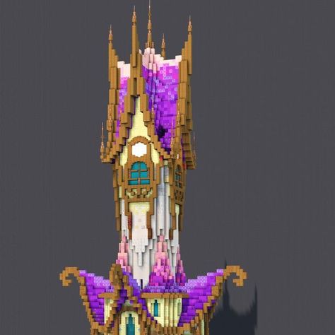 Minecraft Elven Castle, Minecraft Elven, Elven Castle, Minecraft Magic Tower, Wizards Tower Minecraft, Minecraft Enchantment Tower, Minecraft Mage Tower, Amethyst Castle Minecraft, Minecraft Medieval Wizard Tower