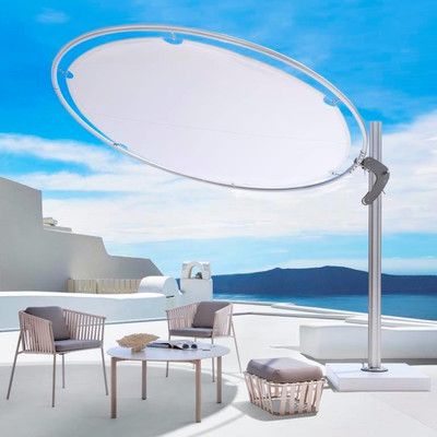 Umbrosa Eclipsum  #umbrosa #eclipsum #white eclipsum #umbrella #shademaker #designobject Patio Umbrella Lights, Best Patio Umbrella, Garden Shade, Colorful Patio, Outdoor Umbrellas, Patio Umbrella Stand, Offset Umbrella, Garden Umbrella, Umbrella Designs