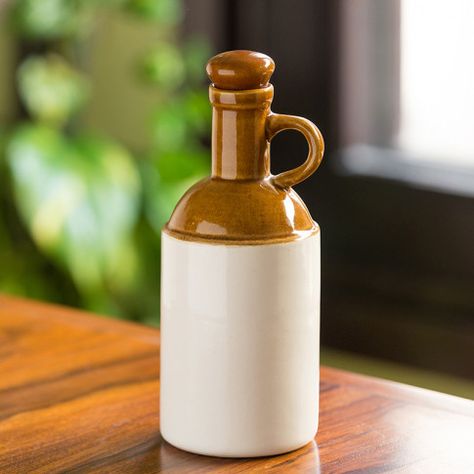 The 'Old Fashioned' Hand Glazed Studio Pottery Ceramic Oil Bottle (1000 ML) Glassware Crafts, Pottery Bottles, Indian Handicrafts, Ceramic Bottle, Oil Dispenser, Ceramic Kitchen, Ceramic Jars, Cooking Oil, Studio Pottery