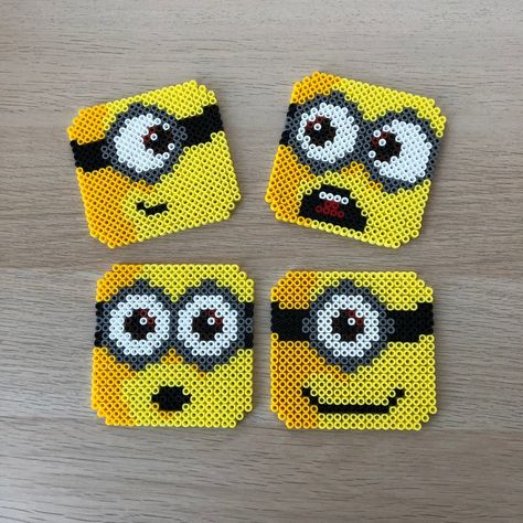 Perler Coasters, Hama Beads Coasters, Minions Fans, Pokemon Perler Beads, 3d Perler Bead, Art Perle, Hama Beads Design, Melty Beads, Iron Beads