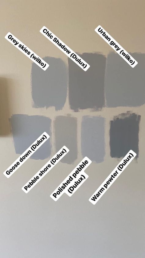 Dusky Paint Colours, Goose Down Dulux Paint, Chic Shadow Dulux Living Room, Chic Shadow Bedroom, Dulux Chic Shadow Bedrooms, Chic Shadow Dulux Paint, Dulux Natural Slate, Dulux Blue Grey Paint, Dulux Pebble Shore