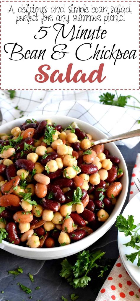 Bean And Chickpea Salad, Bean Salad Recipes Healthy, Garbanzo Beans Salad, Chickpea Salad Recipes, Bean Salad Recipes, Hearty Salads, Lord Byron, Best Salad Recipes, Chickpea Recipes