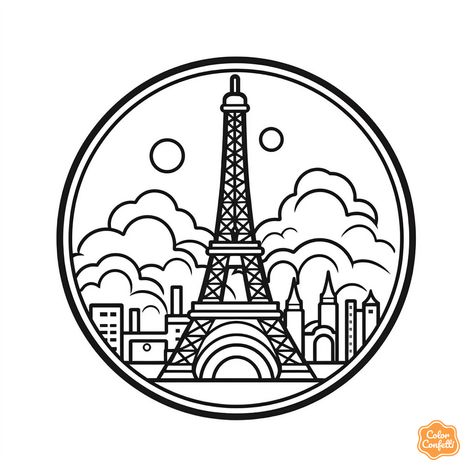 illustration of Eiffel Tower coloring page for kids French Coloring Pages Free Printable, France Craft, Mandala Turtle, Trip To Paris, Cool Coloring Pages, Fantasy Fairy, Free Kids, Coloring Sheets, Coloring Pages For Kids