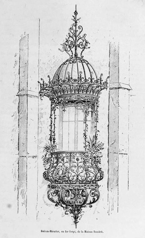 Gothic Architecture Drawing, Wrought Iron Balcony, Iron Balcony, Architecture Drawing Art, Gothic Architecture, Architecture Sketch, Historical Architecture, 그림 그리기, Architecture Drawing