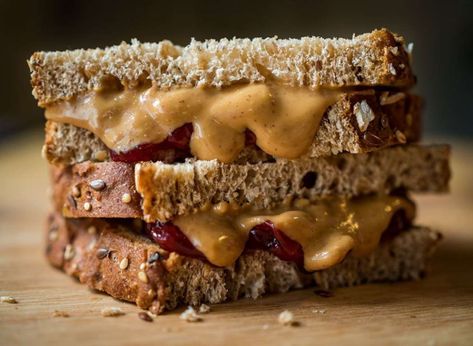 #foodie: What Happens to Your #Body When You #Eat a #PBandJ #Sandwich. #health #food Sandwich Alternatives, Pb And J, Peanut Butter And Jelly Sandwich, Jelly Sandwich, Bread Alternatives, Hazelnut Butter, Strawberry Jelly, Breakfast Toast, Peanut Butter And Jelly