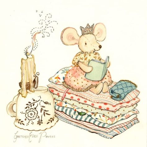 Gretchen Ellen Powers, South Haven Michigan Artist • www.gretchenellenpowers.com • @gretchenellenpowers on Instagram Tea Cup Pattern, Mice Cute, Sweetest Dreams, Woodland Animal Art, Maileg Mouse, Mouse Illustration, Mouse Drawing, Storybook Art, Princess And The Pea