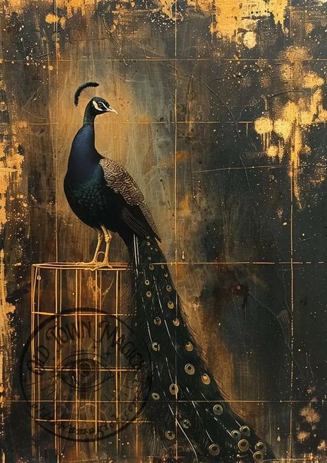 Golden Peacock, Occult Decor, Peacock Wall Art, Occult Symbols, Vibrant Artwork, Dark Interiors, Sacred Space, Wall Art Print, Old Town