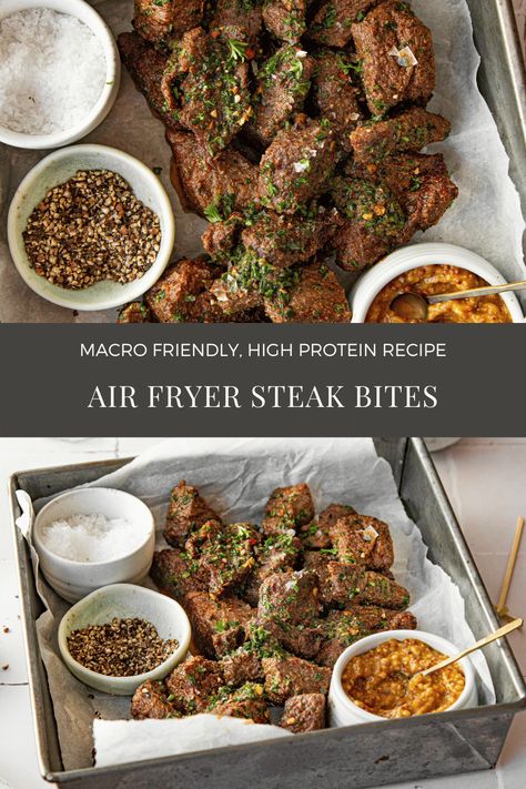 Steak Bites In Air Fryer, Lime Steak, Air Fryer Steak Bites, Steak Bites Recipe, High Protein Meals, Air Fryer Steak, Favorite Recipes Dinner, Protein Meals, Everyday Dishes