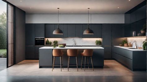 33+ Sleek Contemporary Kitchen Designs Modern Kitchen Grey And White, Modern Small Kitchen Island, Dark Modern Kitchen, Modern Dark Kitchen, Modern Small Kitchen Design, Sleek Kitchen Design, Contemporary Kitchen Designs, Interior Transformation, Small Modern Kitchen Design