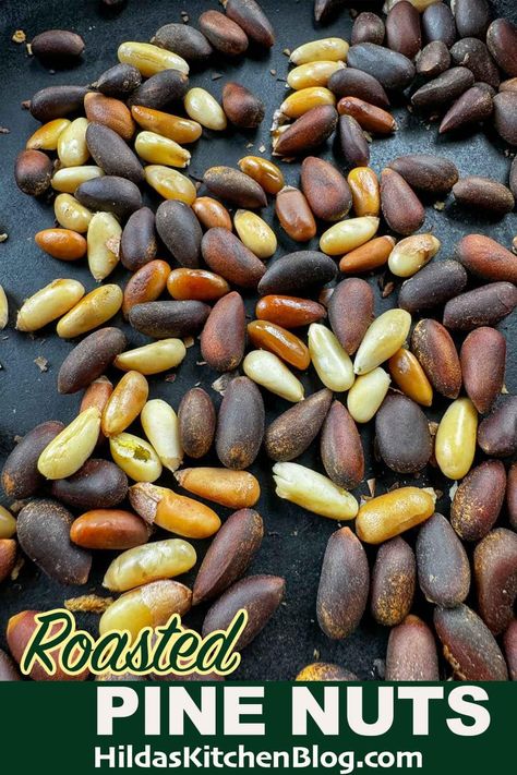 Roasting pine nuts is super easy and the results are incredible! They can be enjoyed as a snack or included in a variety of tasty dishes! How To Roast Pine Nuts In Oven, Roasted Pine Nuts How To, Assyrian Recipes, Pine Nut Recipes, Vegan Snack Recipes, Vegan Snack, How To Roast, How To Make Pesto, Nut Recipes