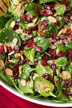 Ranch Vegetables, Vegetables Dip, Cranberry Spinach Salad, Dip Ideas, Spinach Salad Recipes, Raw Spinach, Cranberry Almond, Cranberry Salad, Cooking Classy