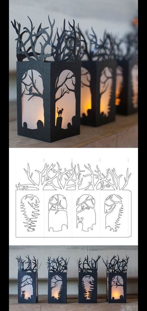 Halloween Kunst, Idee Cricut, Diy Halloween Decor, Instruções Origami, Halloween Party Diy, Kraf Diy, Woodworking Jigs, Halloween Paper, Halloween Make