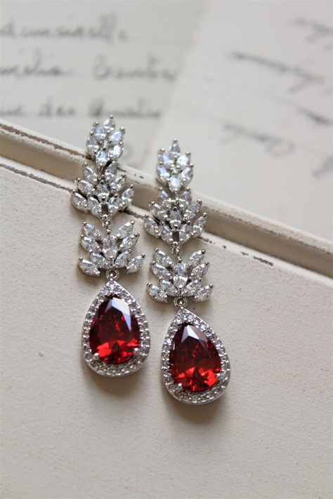 Crystal Drop Earrings Wedding, Art Deco Earrings Vintage, Pearl Drop Earrings Wedding, Red Art Deco, Wedding Earrings Vintage, Drop Earrings Wedding, Jewellery Women, Earring And Necklace Set, Bridal Earring