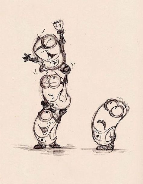 Minion Sketch, Minion Drawing, Funny Sketches, Disney Drawings Sketches, Disney Art Drawings, The Minions, Disney Sketches, Cartoon Sketches, Graffiti Drawing