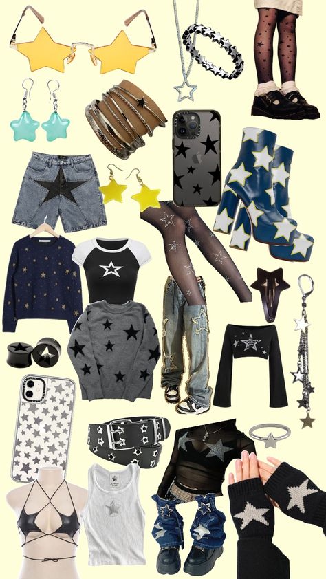 #staroutfit #star #stars #outfitinspo Sun Themed Outfits, Star Aesthetic Outfit, Star Outfit Aesthetic, Spacecore Fashion, Star Themed Outfits, Star Outfit, Art Outfit, Fashion Goals, Party Animal