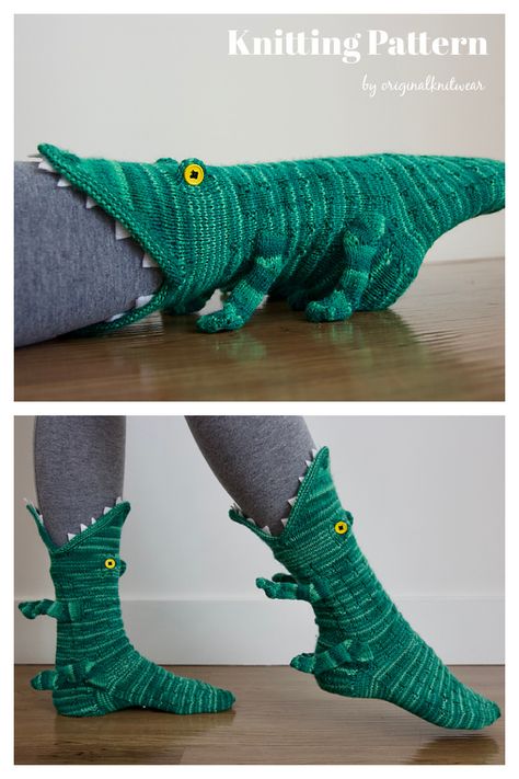 Crocodile Socks Free Pattern, Knit Crocodile Socks Free Pattern, Crochet Crocodile Socks, Crocodile Socks Crochet Pattern, Cute Things To Knit, Crocodile Socks, Crochet Socks Pattern, Socks Knitting, Sock Knitting Patterns