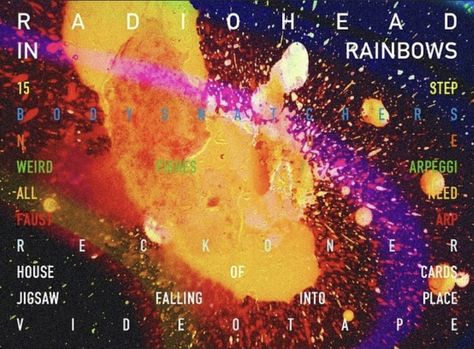 Radiohead In Rainbows, In Rainbows, College Poster, Thom Yorke Radiohead, Weird Fish, Dorm Posters, Cute Desktop Wallpaper, Polaroid Pictures, Rainbow Wallpaper