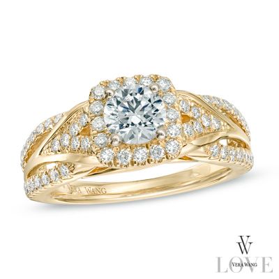 Vera Wang LOVE Collection 1 CT. T.W. Diamond Engagement Ring in 14K Gold Engagement Rings Yellow, Vera Wang Engagement Rings, Vera Wang Jewelry, Zales Jewelry, Diamond Fashion Jewelry, Local Jewelry, Bling Rings, Dream Ring, Lovely Jewellery