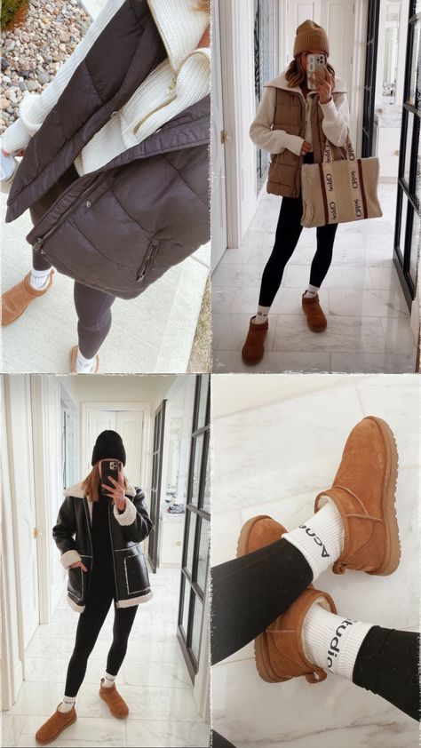 Various ways you can style the mini @ugg boots. One of my favorite staples for fall and winter! #cellajaneblog #miniuggs #uggboots #fallfashion Ugg Mini Boots Outfit Winter, Style Mini Uggs, Mini Ugg Boots Outfit, How To Wear Ugg Boots, Ugg Mini Outfit, Ugg Mini Boots Outfit, Ugg Ultra Mini Outfit, Ugg Boots Outfit Winter, Mini Ugg Boots