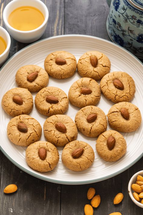 Chinese Almond Cookies are sinfully buttery. The secret to their deep nutty flavor is to toast the almonds until golden and smoky! #chinesecookies #almondcookies #chinesealmondcookies Almond Coconut Cookies, Lunar New Year Recipes, Asian Cookies, Chinese Cookies, New Year Recipes, Chinese Almond Cookies, Longevity Recipes, Culinary Lessons, Bars Healthy