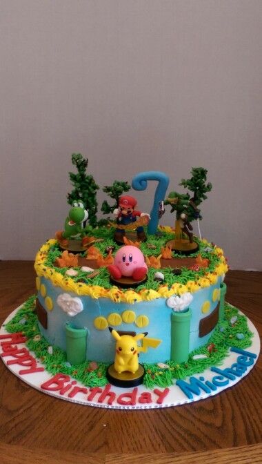 Super smash bros cake Smash Bros Cake Birthdays, Super Smash Bros Birthday Cake, Super Smash Bros Cake Ideas, Super Smash Bros Party Ideas, Super Smash Bros Party Decorations, Super Smash Bros Birthday Party, Smash Bros Birthday Party, Smash Bros Cake, Super Smash Bros Cake