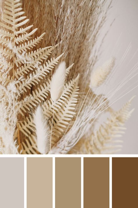 This Pastel Beige showcases dried plants and ferns in soft beige tones. The muted cream and light tan hues create a serene and rustic aesthetic. The intricate textures and shapes evoke natural simplicity and calmness. Earth Tones Aesthetic, Color Scheme Generator, Earth Colour Palette, Earth Tone Color Palette, Color Generator, Pastel Beige, Paint Color Ideas, Wedding Color Ideas, Color Design Inspiration