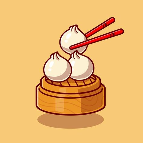 Dim sum with chopstick cartoon | Premium Vector #Freepik #vector #food #restaurant #cartoon #chinese Food Illustration Design, Food Cartoon, Beautiful Logos Design, Food Logo Design, Restaurant Logo, Vector Icons Illustration, Cute Food Drawings, Cartoon Logo, Food Illustration