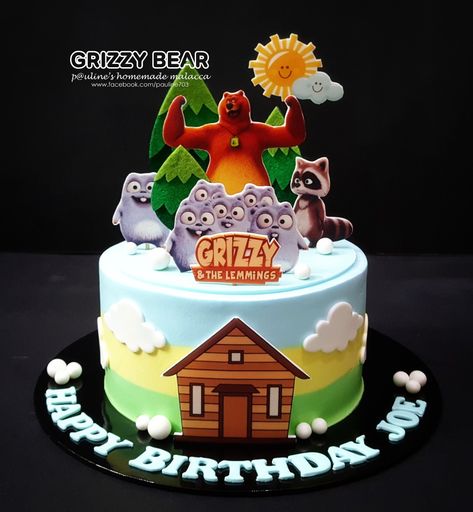 #paulineshomemademalacca Grizzy And The Lemmings Birthday Party, Grizzy And The Lemmings Cake, Grizzly Bear Cake, Rescue Bots Cake, Grizzly And The Lemmings, Birthday Cale, Fresh Cream Cake, Birthday Concept, Grizzy And The Lemmings