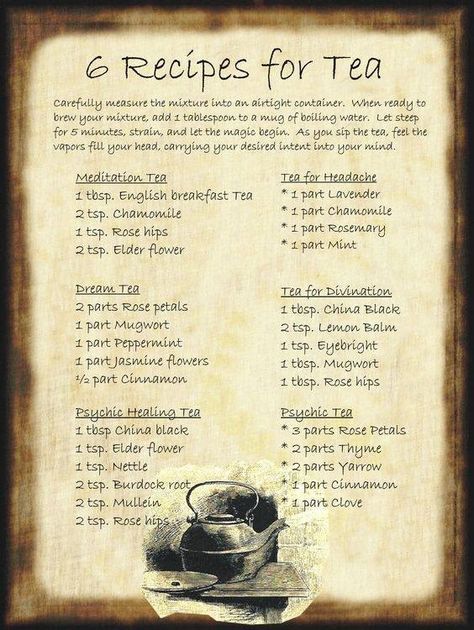 Tea Blends Recipes, Halloween Spell Book, Kitchen Witch Recipes, Halloween Spells, Witch Herbs, Healing Tea, Homemade Tea, Herbal Teas Recipes, Magic Herbs