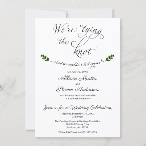 We're tying the Knot Wedding Reception Invitation - Great Barbecue Private Ceremony Wedding, Informal Wedding Invitations, Reception Only Wedding Invitations, Simple Reception, Casual Wedding Reception, Reception Only Invitations, We Tied The Knot, Private Ceremony, Wedding Ceremony Invitations