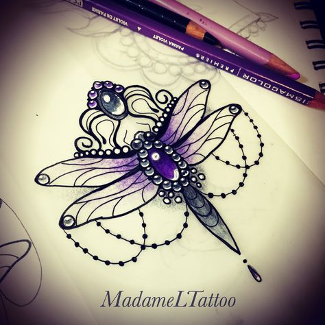 Jewelry Tattoo Designs, Dragonfly Tattoos, Lace Tattoo Design, Gem Tattoo, Tattoos To Cover Scars, Jewel Tattoo, Dragonfly Tattoo Design, Insect Tattoo, Bug Tattoo