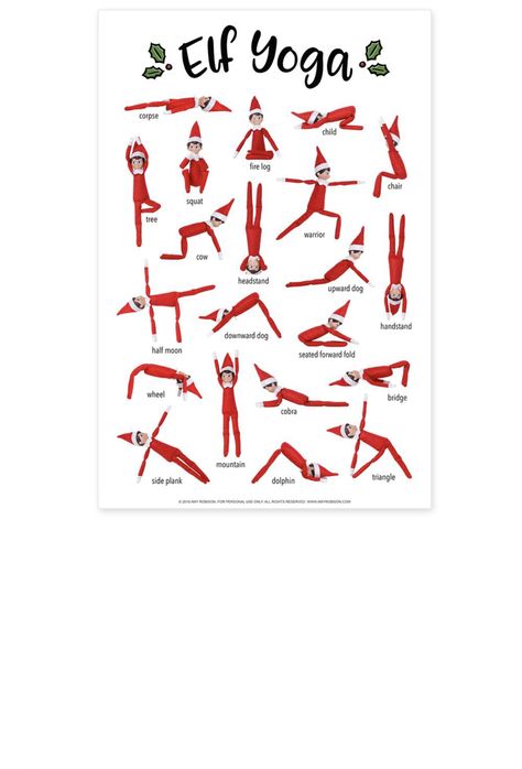 Elf On Shelf Printables, Log Chairs, Upward Dog, Forward Fold, Yoga Photos, Downward Dog, Half Moon, Elf On The Shelf, Elf