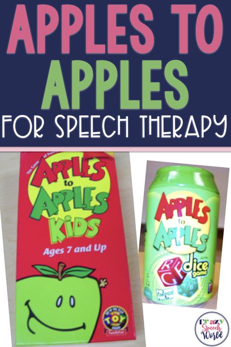 How I use the game Apples to Apples in speech therapy! Parts Of Speech Games, Apple Theme Activities, Kids Speech Therapy, High School Speech Therapy, Therapy Rooms, Apples To Apples, Speech Games, Tpt Ideas, Ela Centers