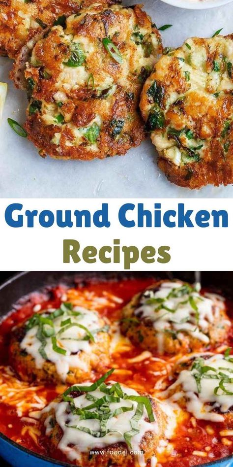 Dinner made easy with these tasty Ground Chicken Recipes! 🍽️✨ Whether you’re in the mood for a quick stir-fry, a comforting casserole, or delicious meatballs, these recipes are perfect for busy nights. Get dinner on the table fast without compromising on flavor! ⏱️ #GroundChicken #EasyDinners #QuickMeals #WeeknightCooking #FamilyMeals #HealthyEating Ground Chicken Dishes, Chicken Patties With Ground Chicken, Chicken Ground Meat Recipes Healthy, Ground Chicken Recipes For Diabetics, Soup Ground Chicken, Ground Chicken Easy Recipes, Ground Chicken Meal Ideas, Ground Chicken And Potatoes, Easy Recipes With Ground Chicken