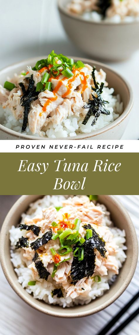 Image for Easy Tuna Rice Bowl Tuna Rice Bowl Healthy, Tuna And Rice Bowl, Tuna Rice Bowl Recipe, Tuna And Rice Recipes, Tuna Rice Bowl, Tuna And Rice, Rice Lunch, Tuna Rice, Rice Bowl Recipe