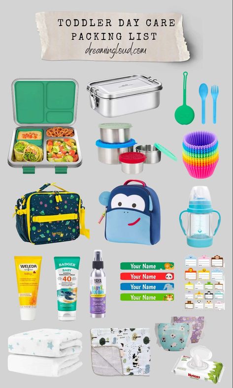 Toddler Day Care Packing List... set your children up for success early on! Good clean food, and a safe place to be! Pack For Holiday, Daycare Essentials, Daycare Bag, Toddler Daycare, Small Nursery, Baby Bug, Toddler Essentials, School Bag Essentials, Kindergarten Backpack