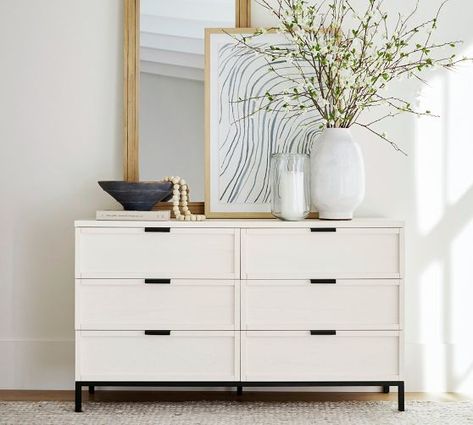 Latest Furniture & Home Decor | New Home Decor | Pottery Barn Modern Farmhouse Black And White, Black And White Dresser, Farmhouse Black And White, Modern Farmhouse Black, Extra Wide Dresser, Buffet Table Decor, Pelican Bay, Design Inspiration Board, Coastal White